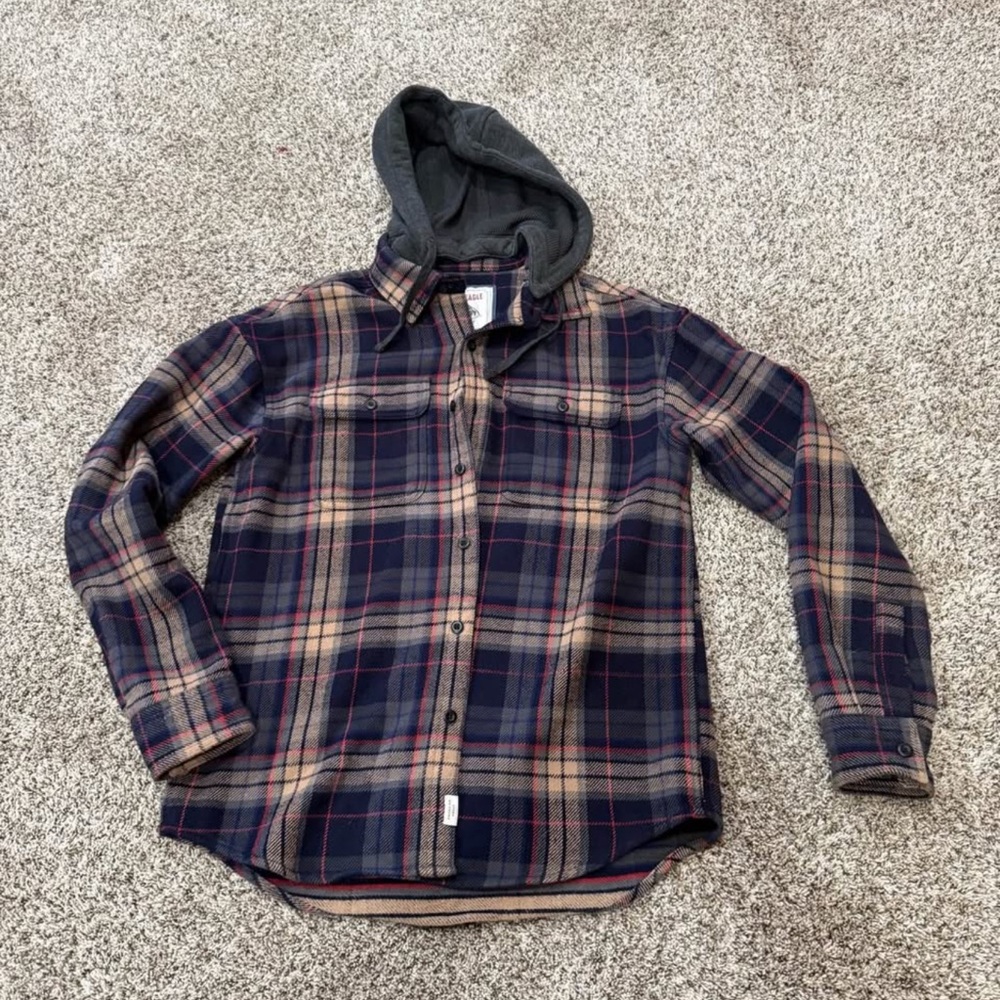 American Eagle Outfitters Plaid Jacket - Navy and Red